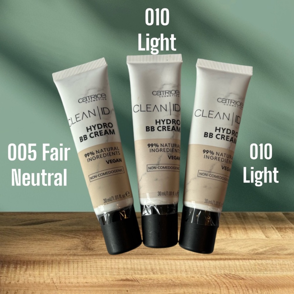 Catrice Clean ID Hydro BB Cream Foundation 005 Fair Neutral and 2 x 010 Light